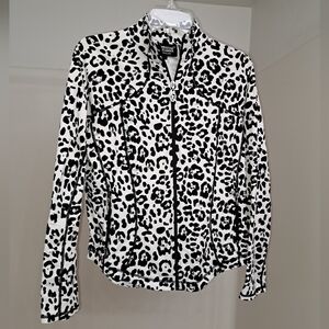 Christine Alexander Leopard Print Blouse in Black and White